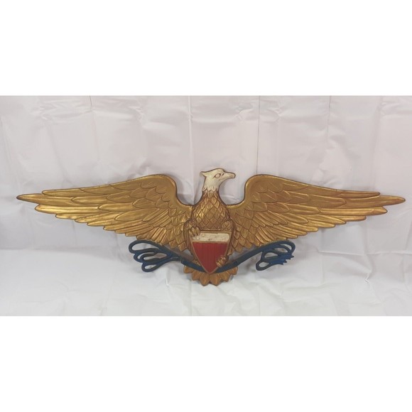Vintage Midwest 40 inch Patriotic Bald Eagle w/ Shield Cast Wall Decoration - Picture 2 of 7